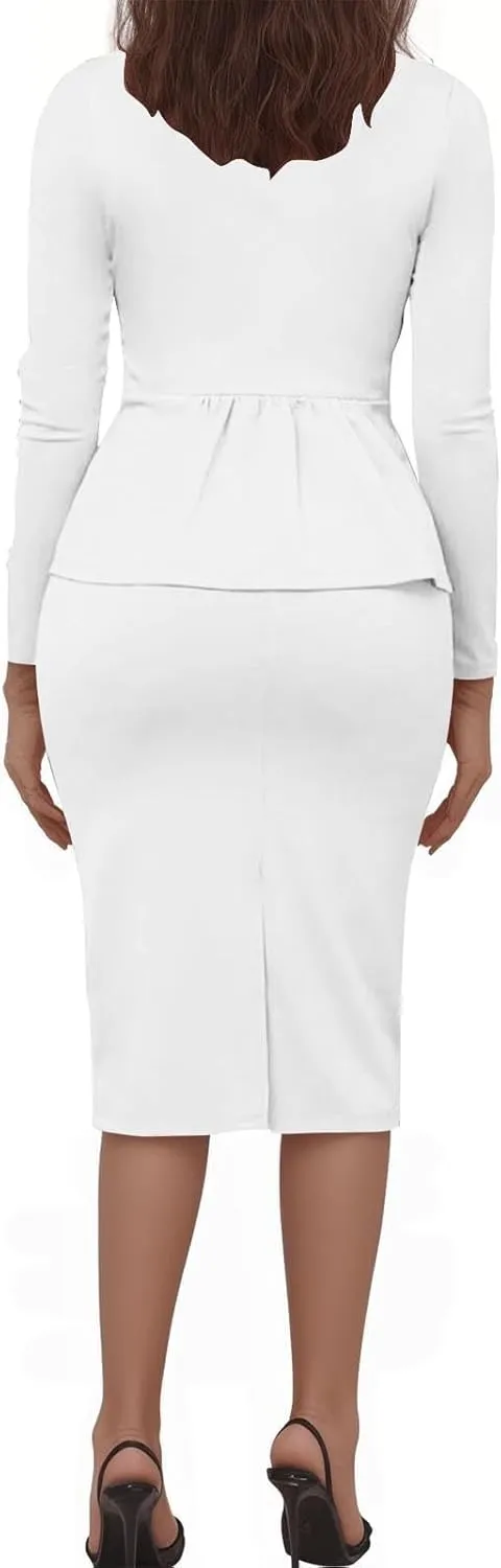 2 Piece Outfits for Women Formal Office Business Work Jacket Skirt Suit Set Blazer Jacket Skirt Set Pencil Dresses