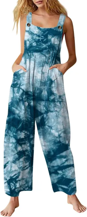 2025 Summer Overalls for Women Loose Fit Wide Leg Women's Jumpsuits, Rompers & Overalls Boho Floral Cute Outfits