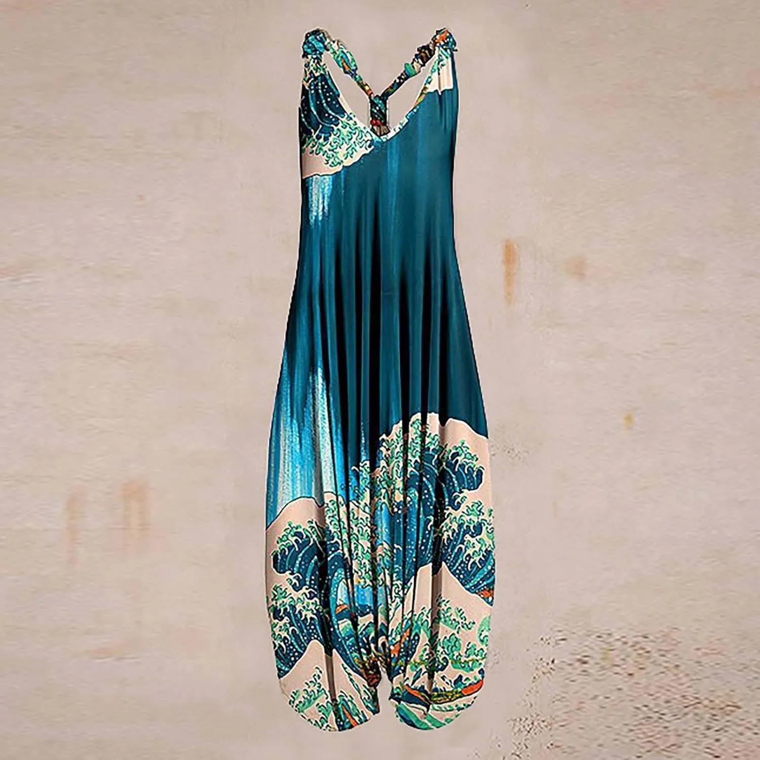 2025 Women Boho Overalls Plus Size Summer Fashion Jumpsuit Loose Fit Rompers Floral Printed Baggy Bohemia Harem Pants