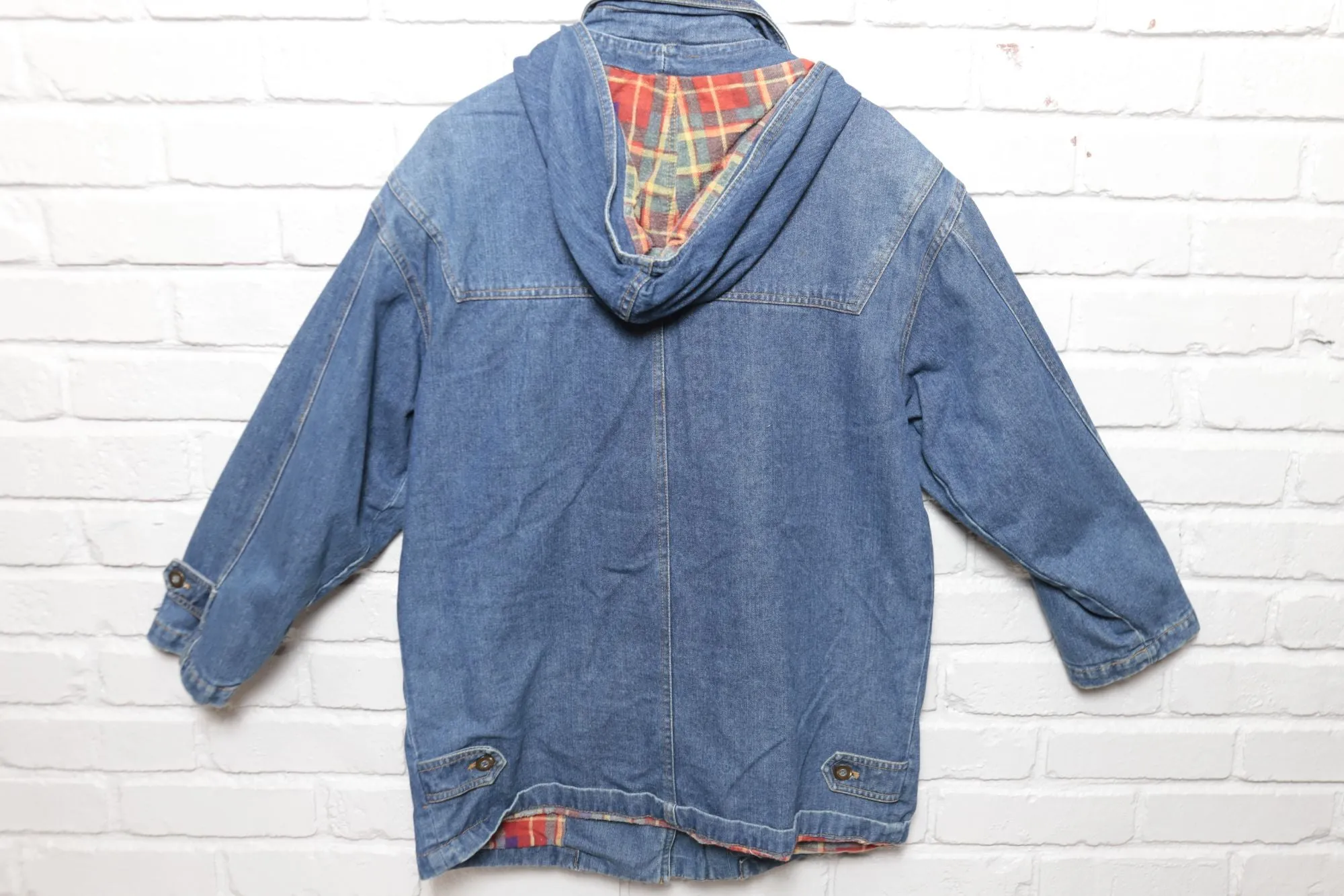 90s Vintage Rainbow West Flannel Lined Denim Jacket Size Small