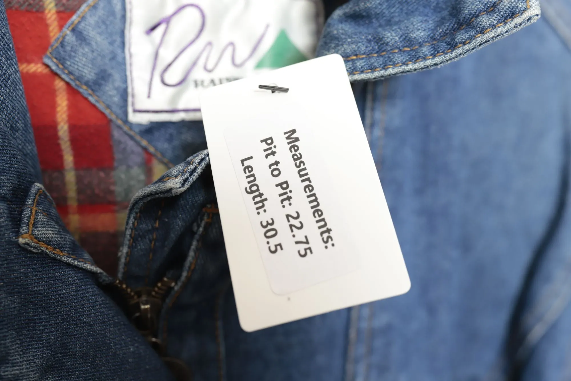 90s Vintage Rainbow West Flannel Lined Denim Jacket Size Small