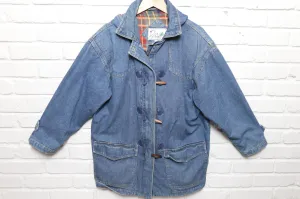 90s Vintage Rainbow West Flannel Lined Denim Jacket Size Small