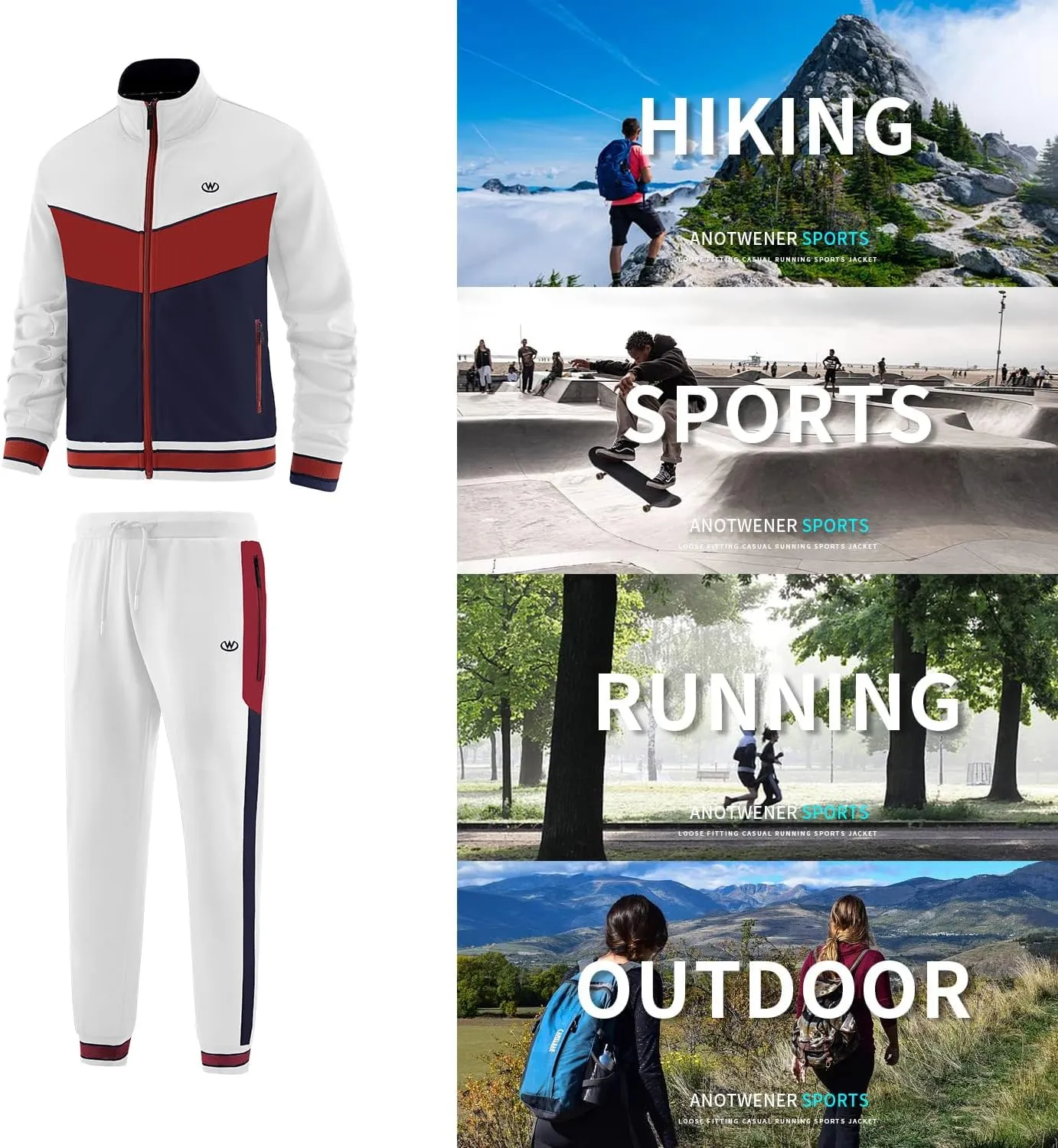 ANOTWENER Men's Casual 2 Piece Tracksuit Sets Long Sleeve Full Zip Jacket and Sweatpants Jogging Sport Outfits Sweatsuits