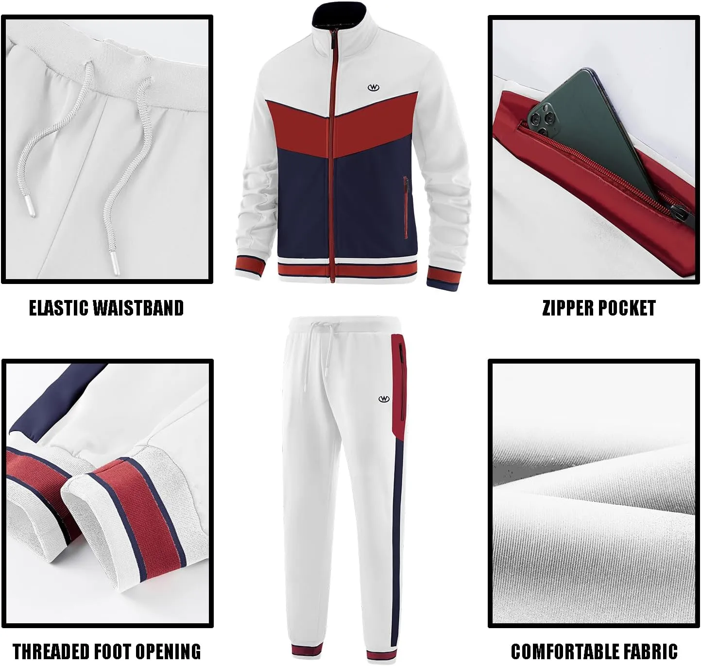 ANOTWENER Men's Casual 2 Piece Tracksuit Sets Long Sleeve Full Zip Jacket and Sweatpants Jogging Sport Outfits Sweatsuits