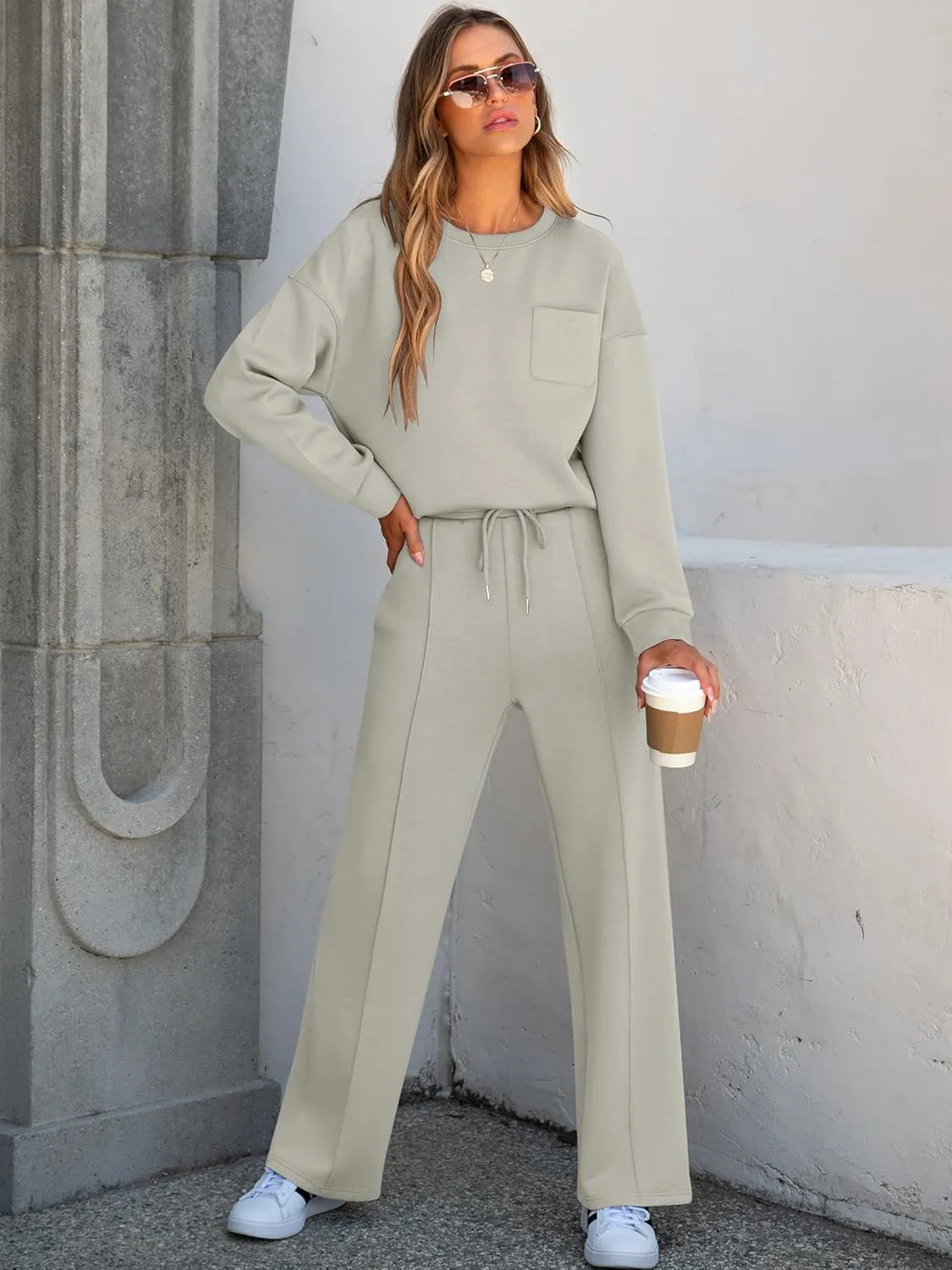 ANRABESS Women 2 Piece Set Long Sleeve Sweatsuit Sweatpants Tracksuit Sweat Casual Matching 2024 Travel Fall Trendy Outfits