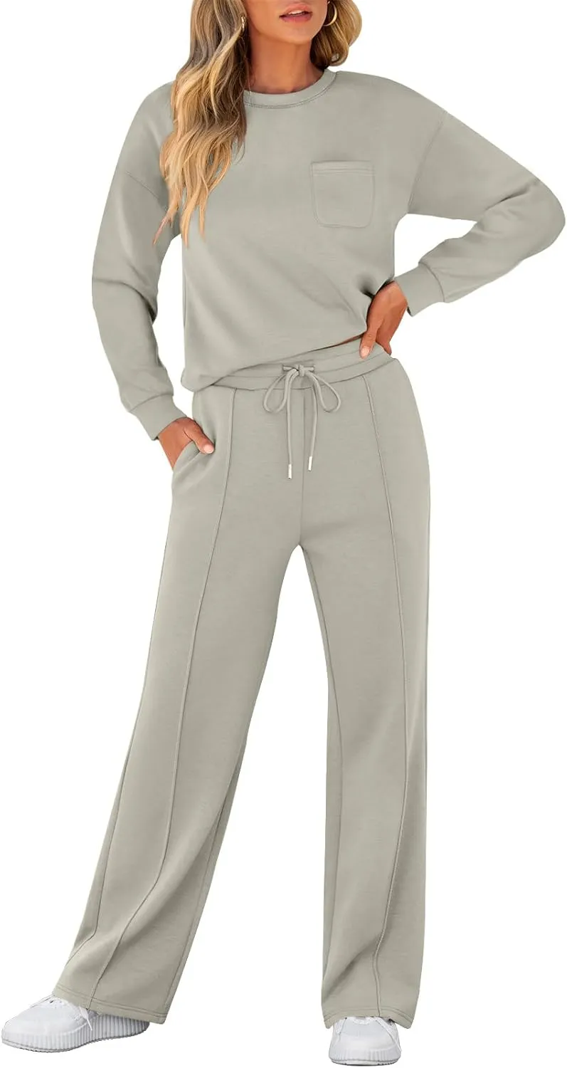 ANRABESS Women 2 Piece Set Long Sleeve Sweatsuit Sweatpants Tracksuit Sweat Casual Matching 2024 Travel Fall Trendy Outfits