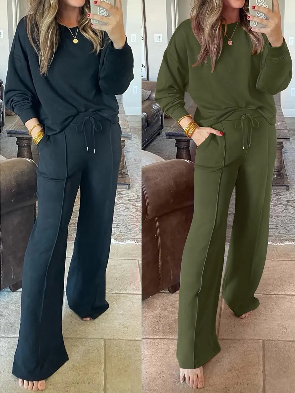 ANRABESS Women 2 Piece Set Long Sleeve Sweatsuit Sweatpants Tracksuit Sweat Casual Matching 2024 Travel Fall Trendy Outfits
