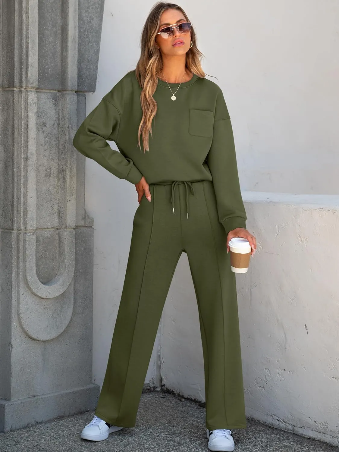 ANRABESS Women 2 Piece Set Long Sleeve Sweatsuit Sweatpants Tracksuit Sweat Casual Matching 2024 Travel Fall Trendy Outfits