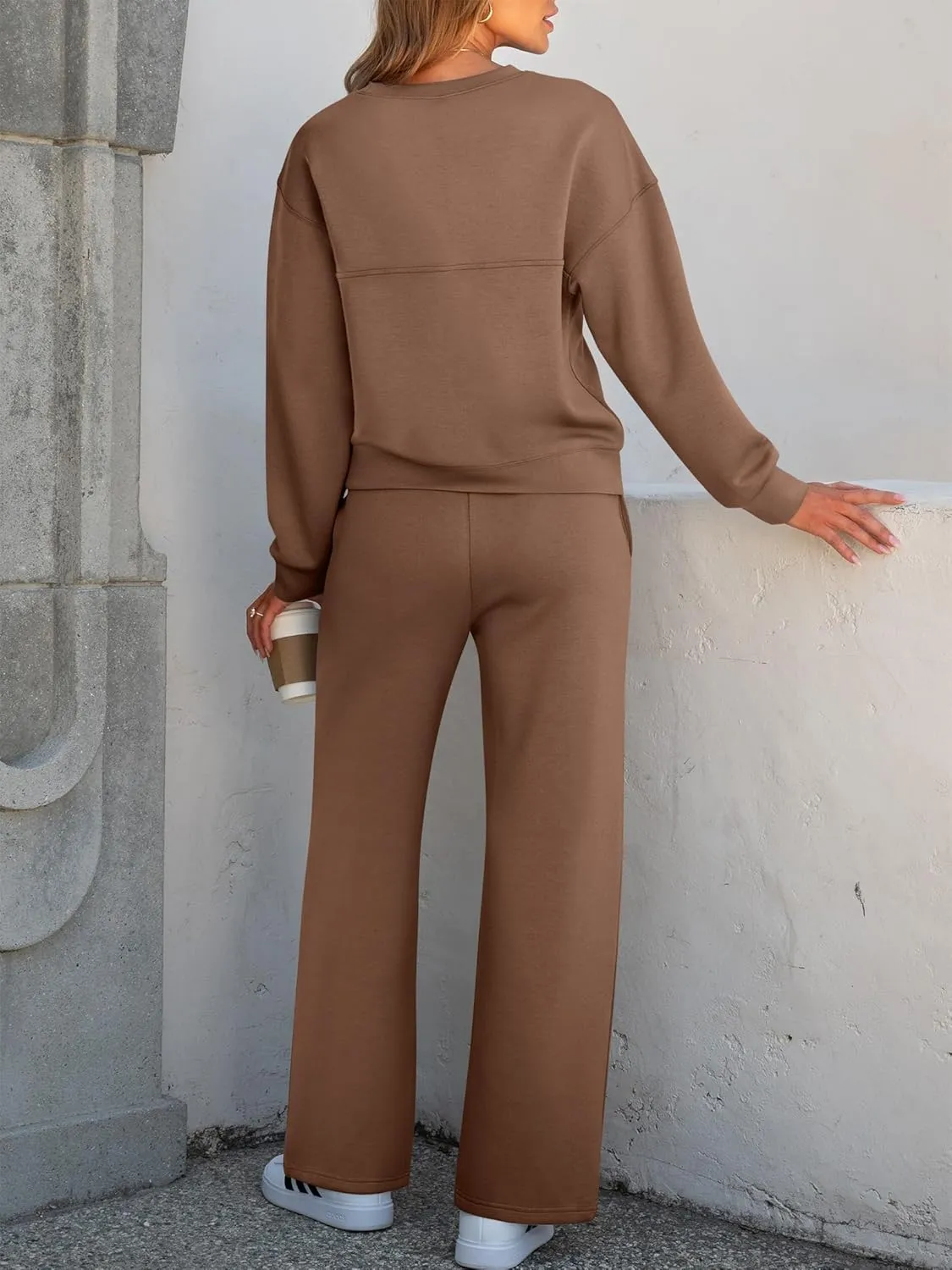 ANRABESS Women 2 Piece Set Long Sleeve Sweatsuit Sweatpants Tracksuit Sweat Casual Matching 2024 Travel Fall Trendy Outfits
