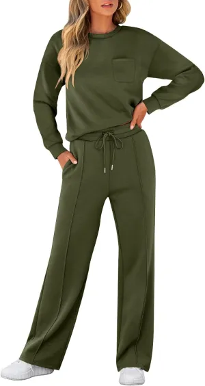 ANRABESS Women 2 Piece Set Long Sleeve Sweatsuit Sweatpants Tracksuit Sweat Casual Matching 2024 Travel Fall Trendy Outfits
