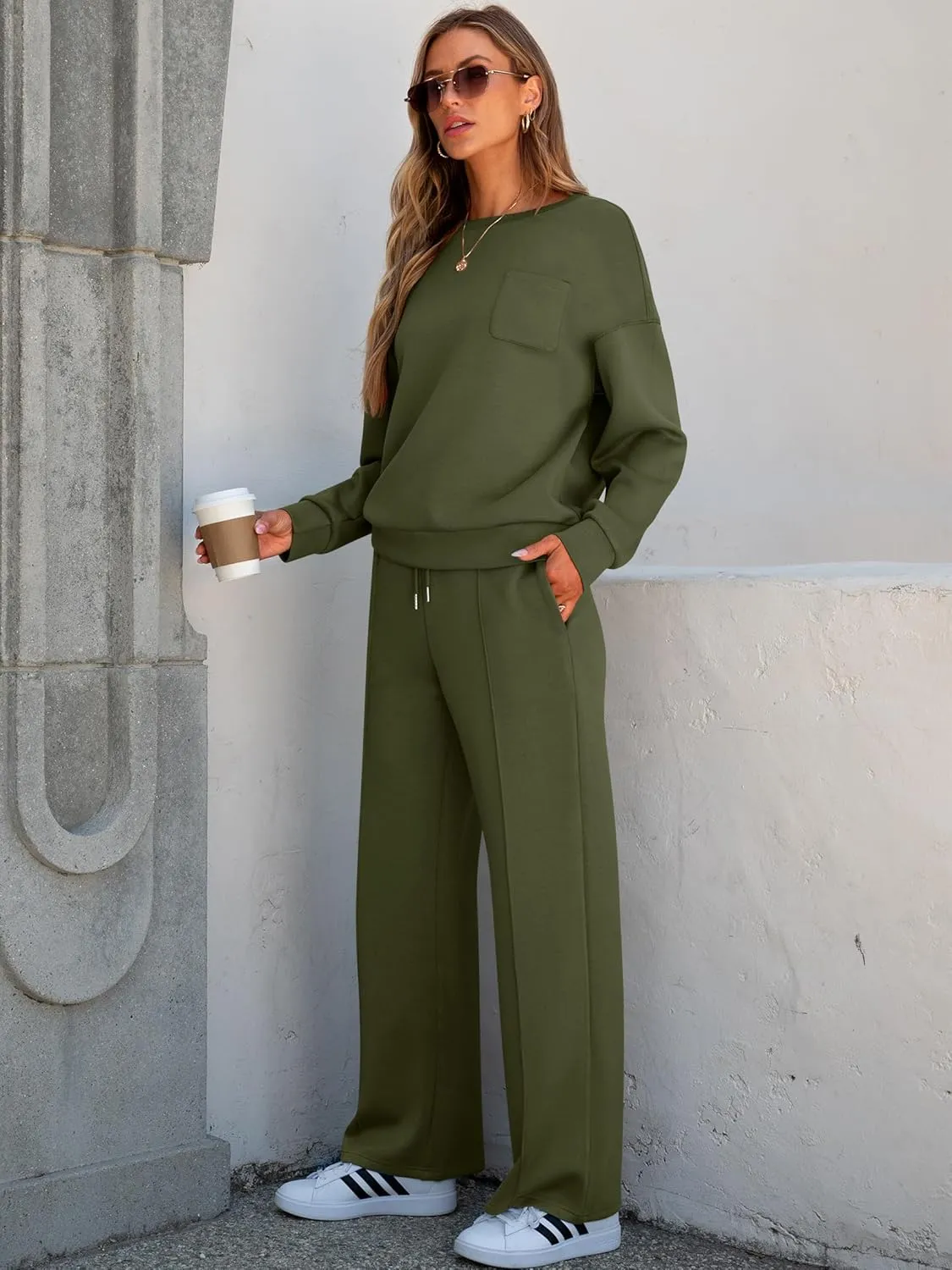 ANRABESS Women 2 Piece Set Long Sleeve Sweatsuit Sweatpants Tracksuit Sweat Casual Matching 2024 Travel Fall Trendy Outfits