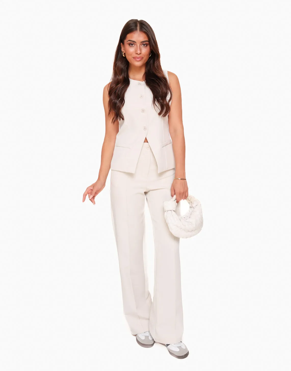 Beige Hoge Knopen - Gilet