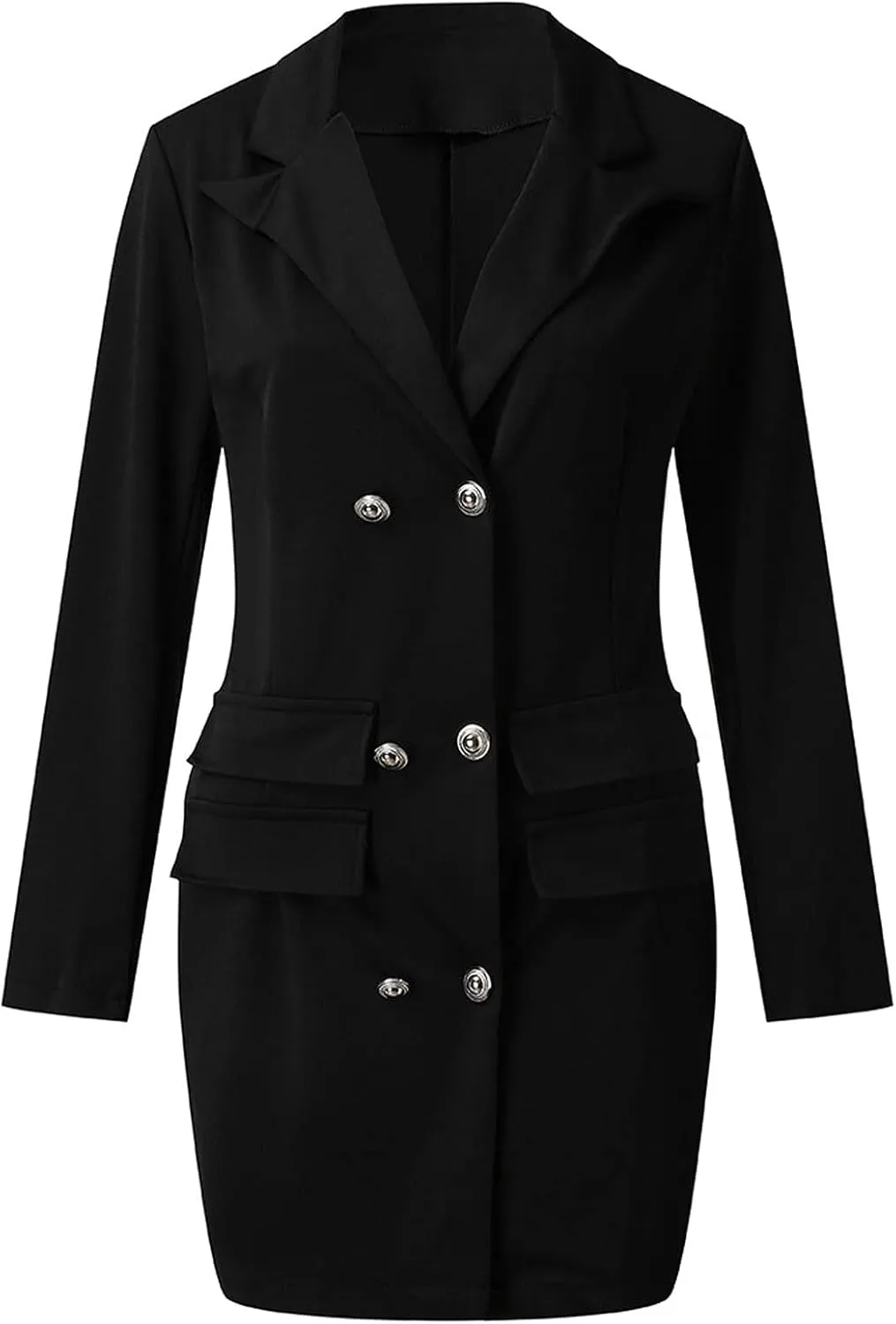 Blazer Dress for Women Fashion Business Casual Suit Jackets Double Breasted Button Front Style Slim Dresses