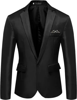 Blazer for Men Slim Fit Suit Jacket Sport Coats Formal Dress Jackets Solid One Button Notched Lapel Tuxedo Blazer
