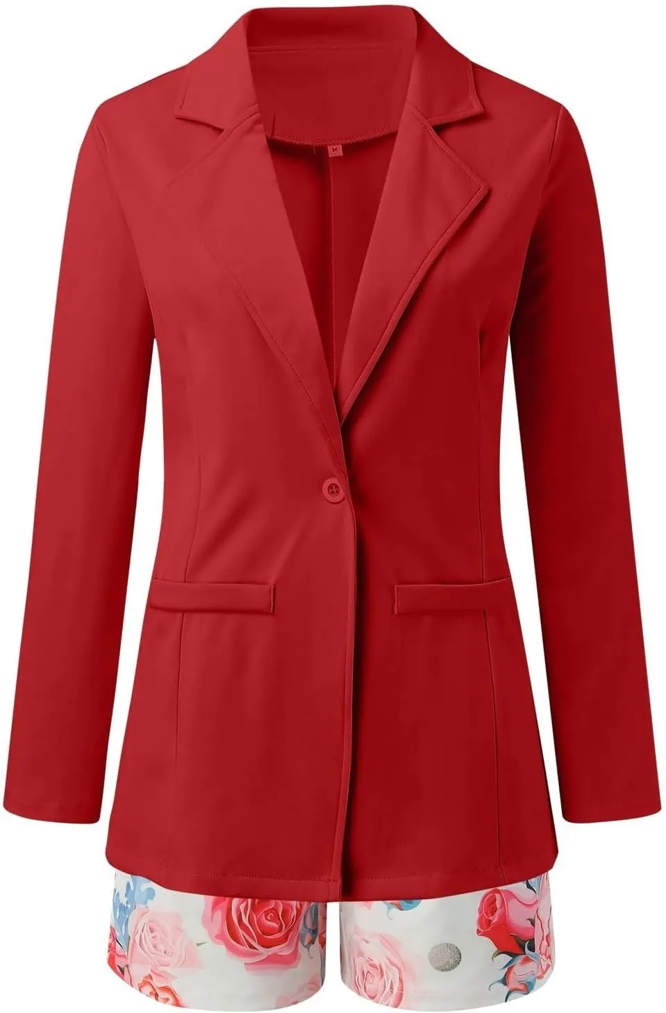 Blazer Sets Women 2 Piece Outfits with Belt Business Casual Jackets Elegant Cardigan Coat Floral Shorts Suit