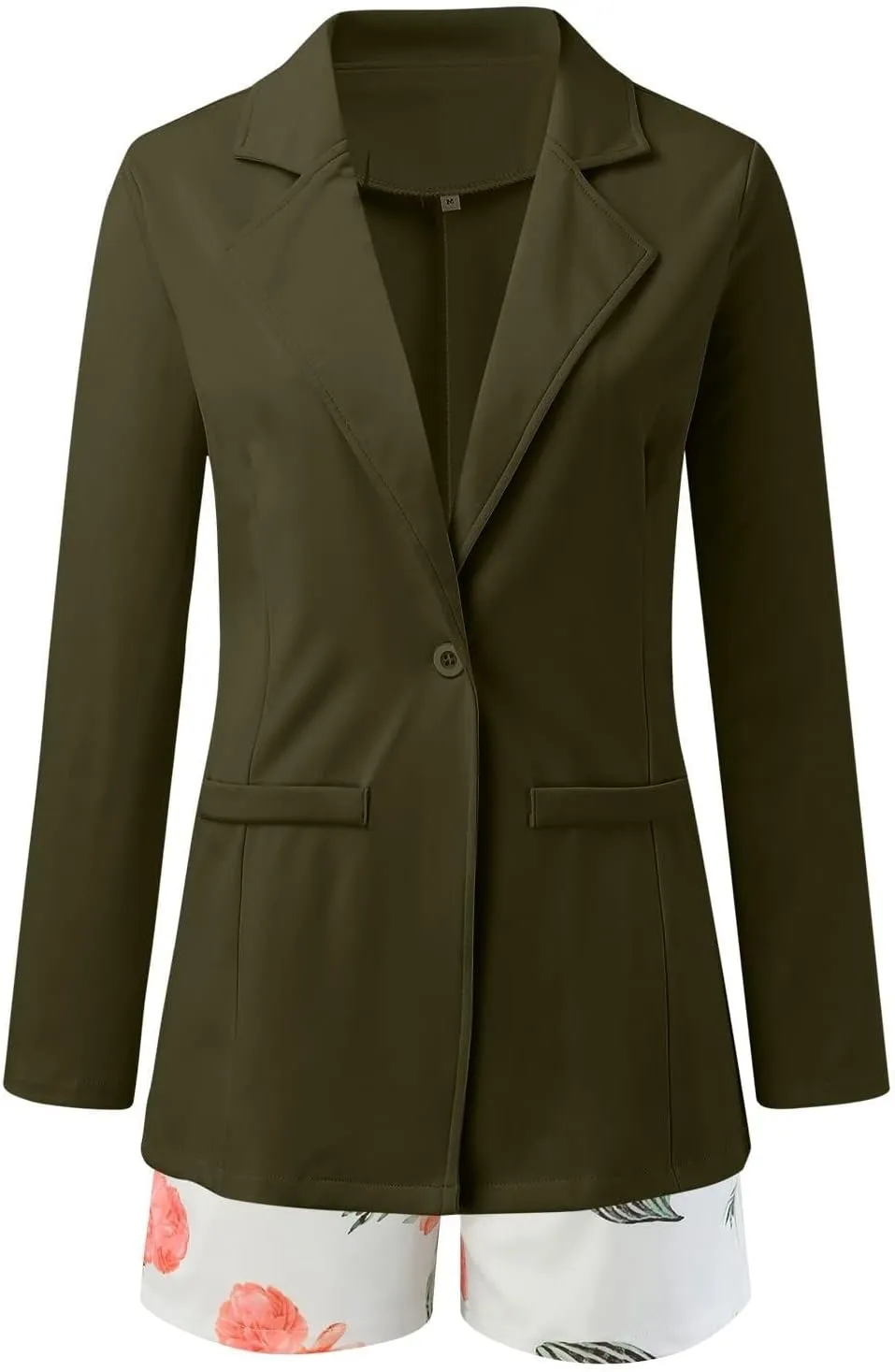 Blazer Sets Women 2 Piece Outfits with Belt Business Casual Jackets Elegant Cardigan Coat Floral Shorts Suit