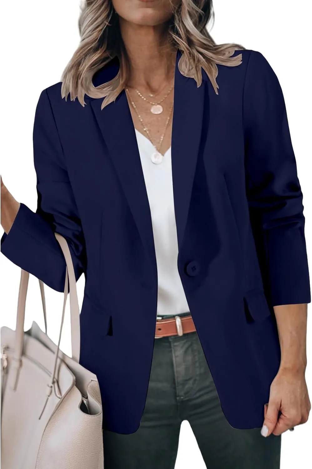 Blazers for Women Business Casual Suit Jackets Slim Fit Dressy Office Work Outfits Lightweight One Button Cardigan