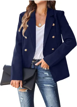Blazers for Women Bussiness Casual Long Sleeve Button Down Blazer Jacket Work Office Solid Lapel Trendy Suite Jacket