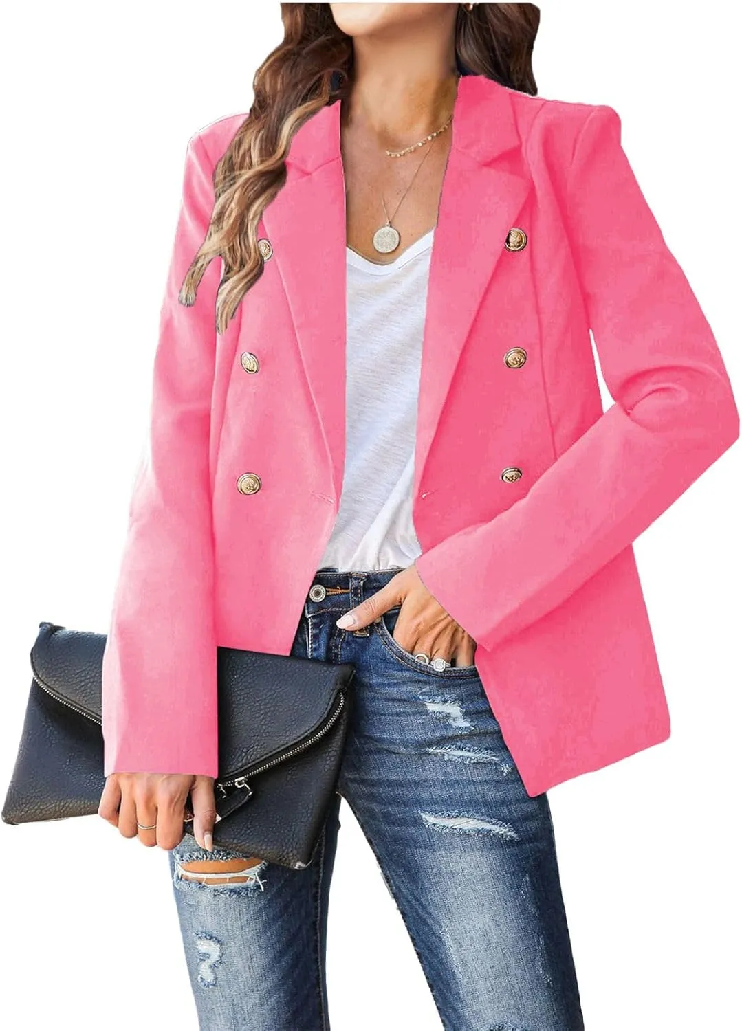Blazers for Women Bussiness Casual Long Sleeve Suite Jacket Work Cardigan Blazer Jackets Button Down Solid Lapel Coat