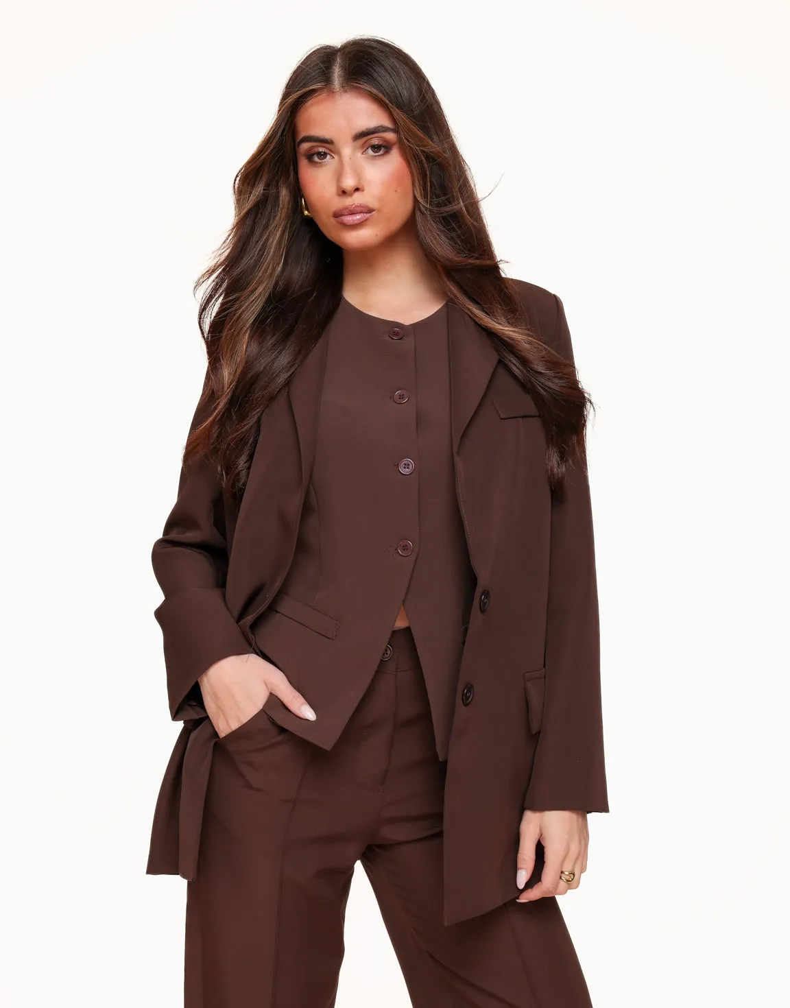 Bruine Hoge Knopen - Gilet
