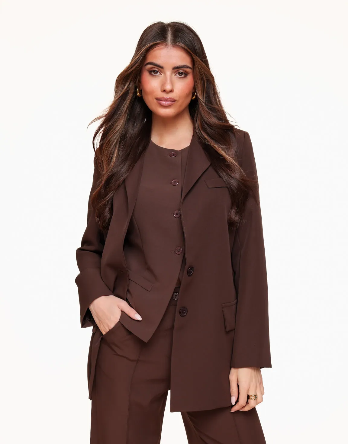 Bruine Hoge Knopen - Gilet