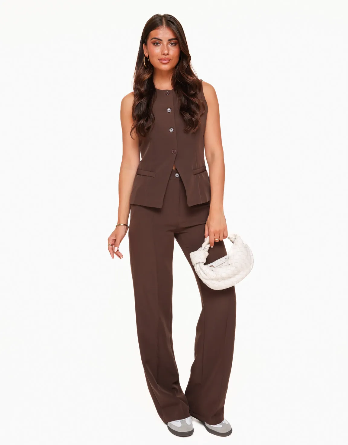 Bruine Hoge Knopen - Gilet
