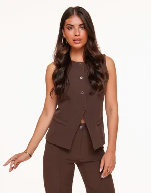 Bruine Hoge Knopen - Gilet