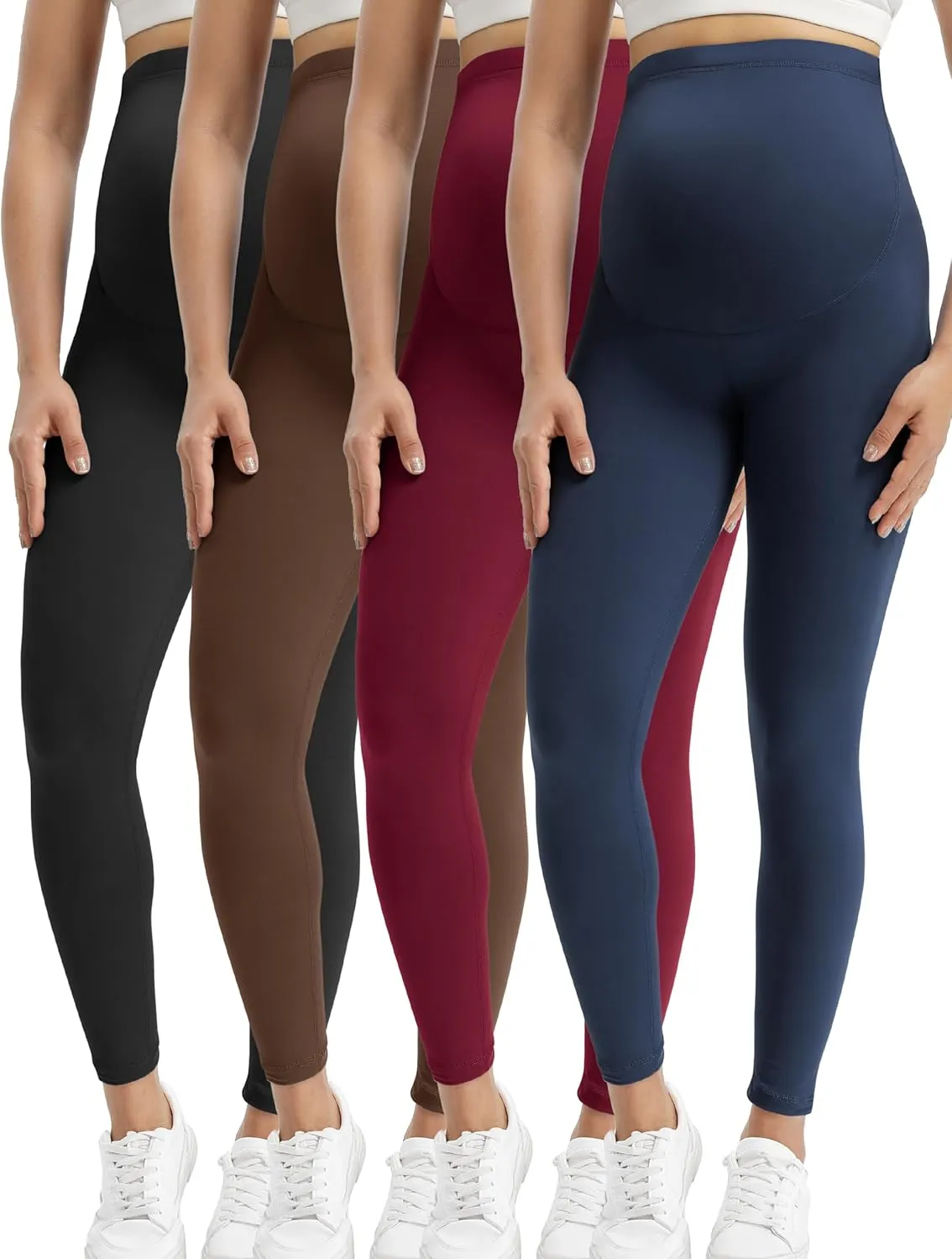 Buttergene 4 Pack Women's Creamlush Maternity Leggings Maternity Yoga Pants Pregnancy Leggings Maternity Clothes