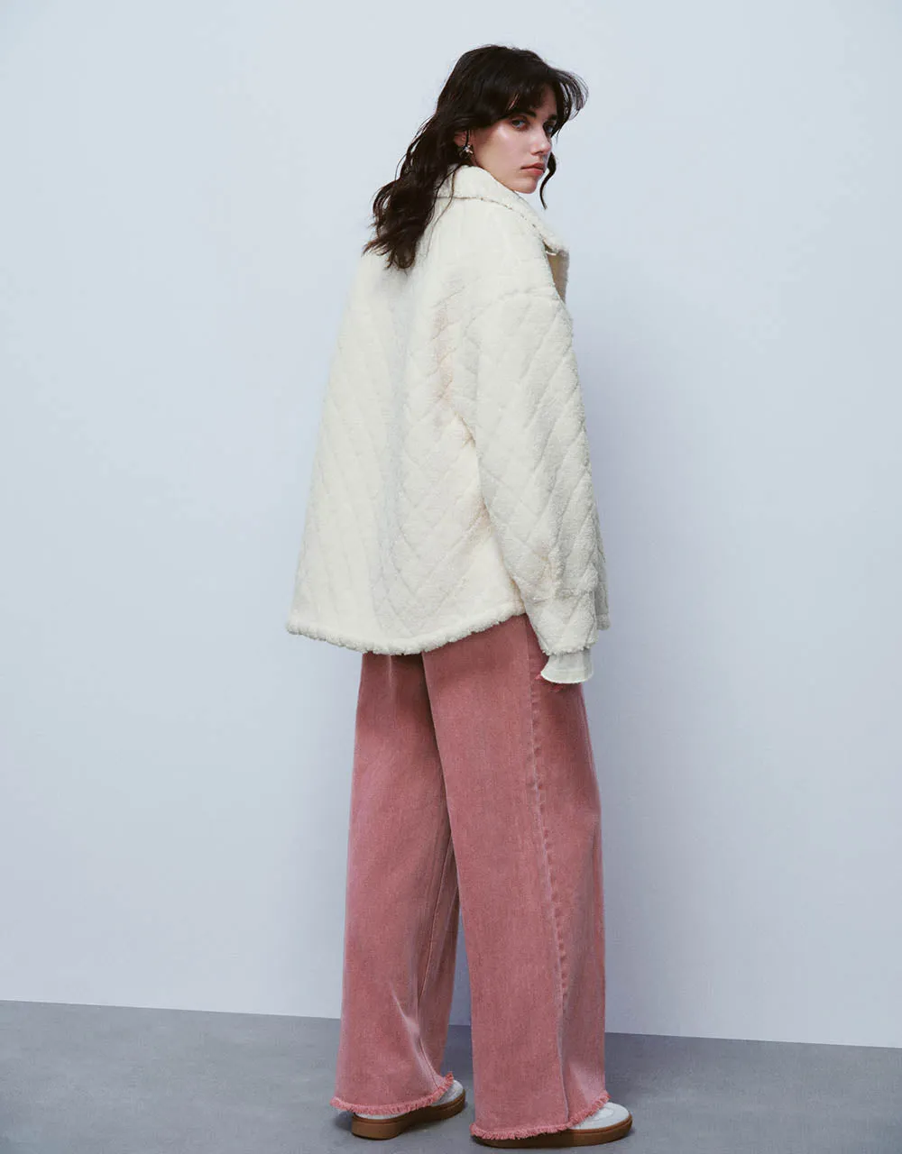 Button Up Straight Furry Jacket