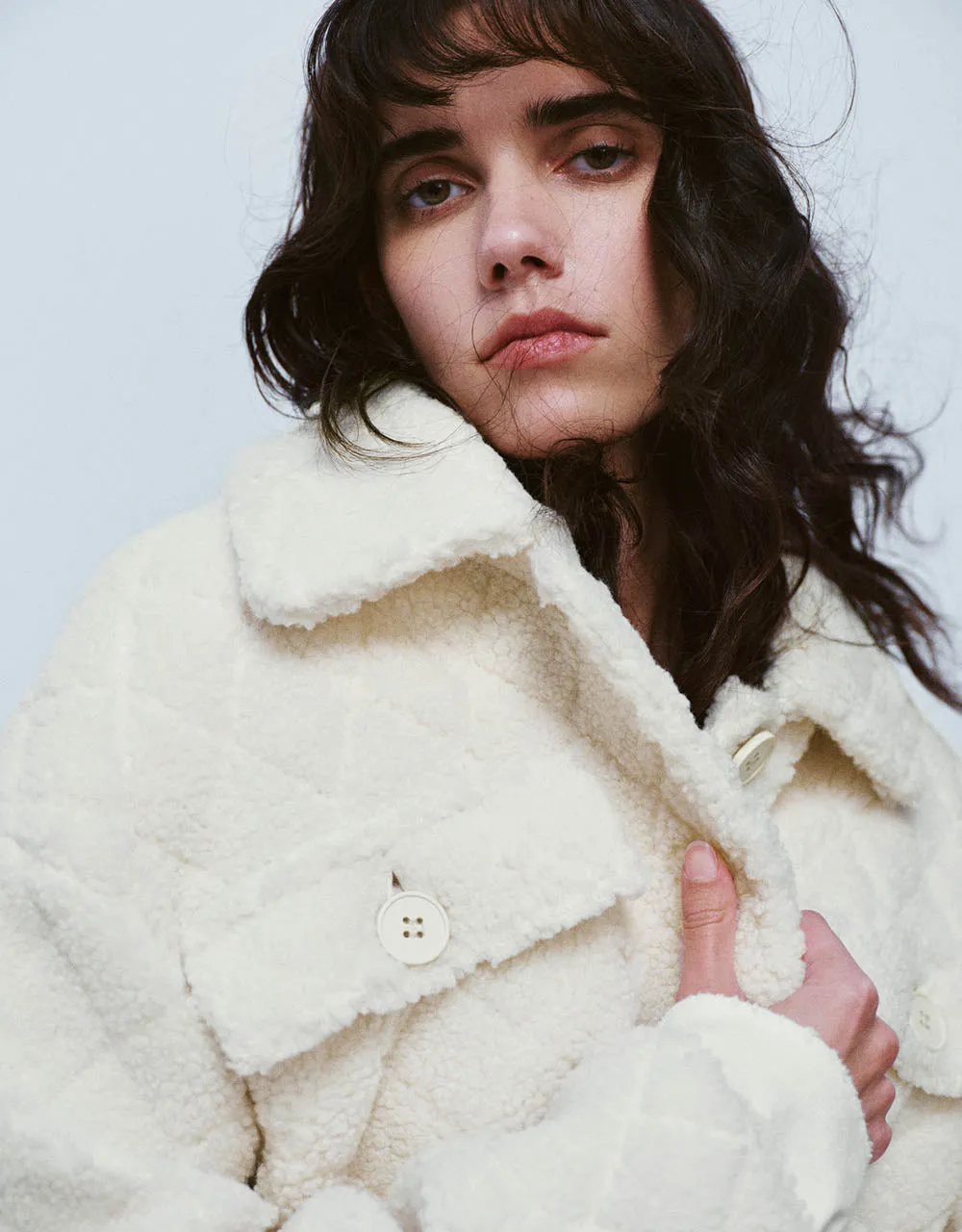Button Up Straight Furry Jacket
