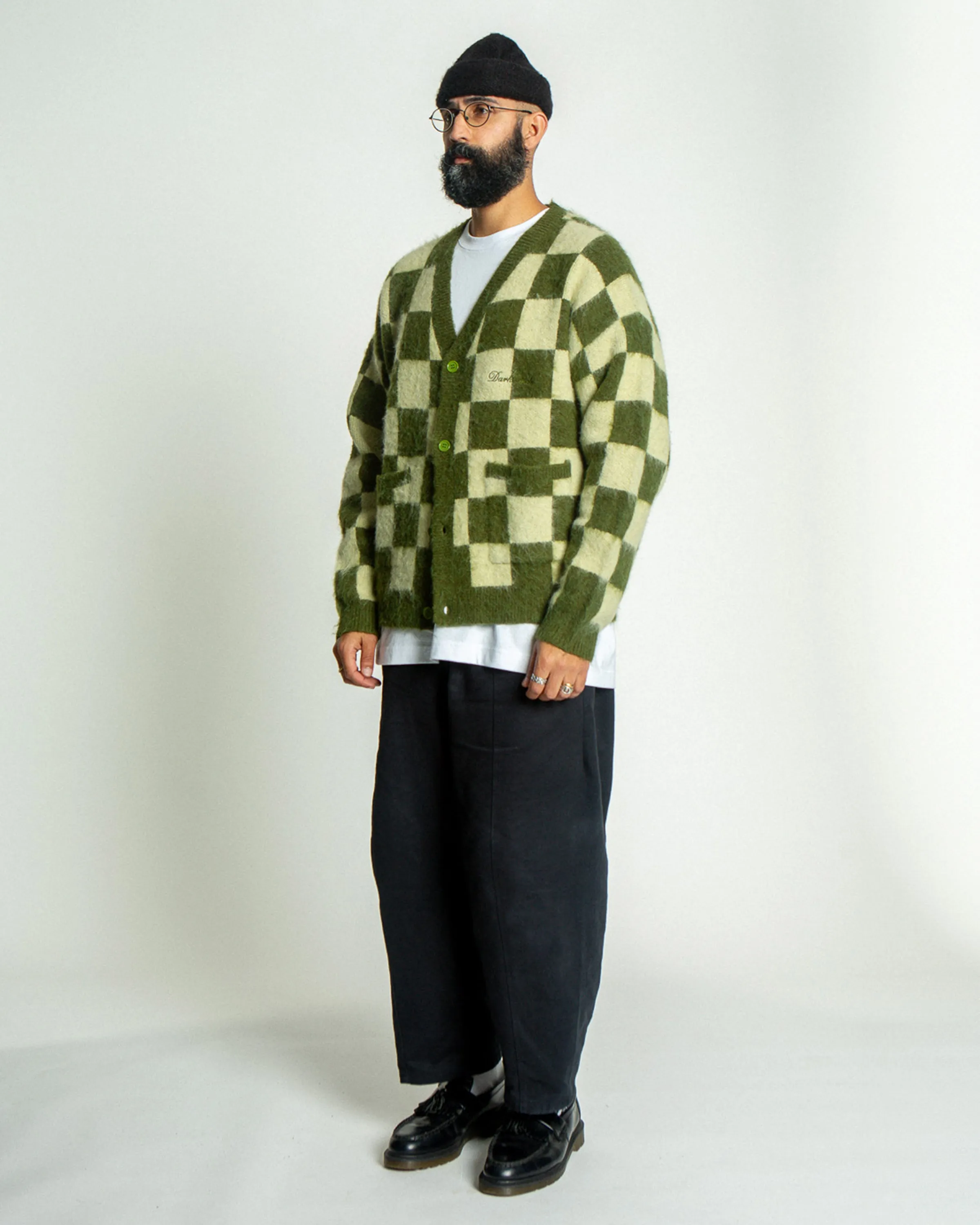 Checkers Mohair Cardigan - Green