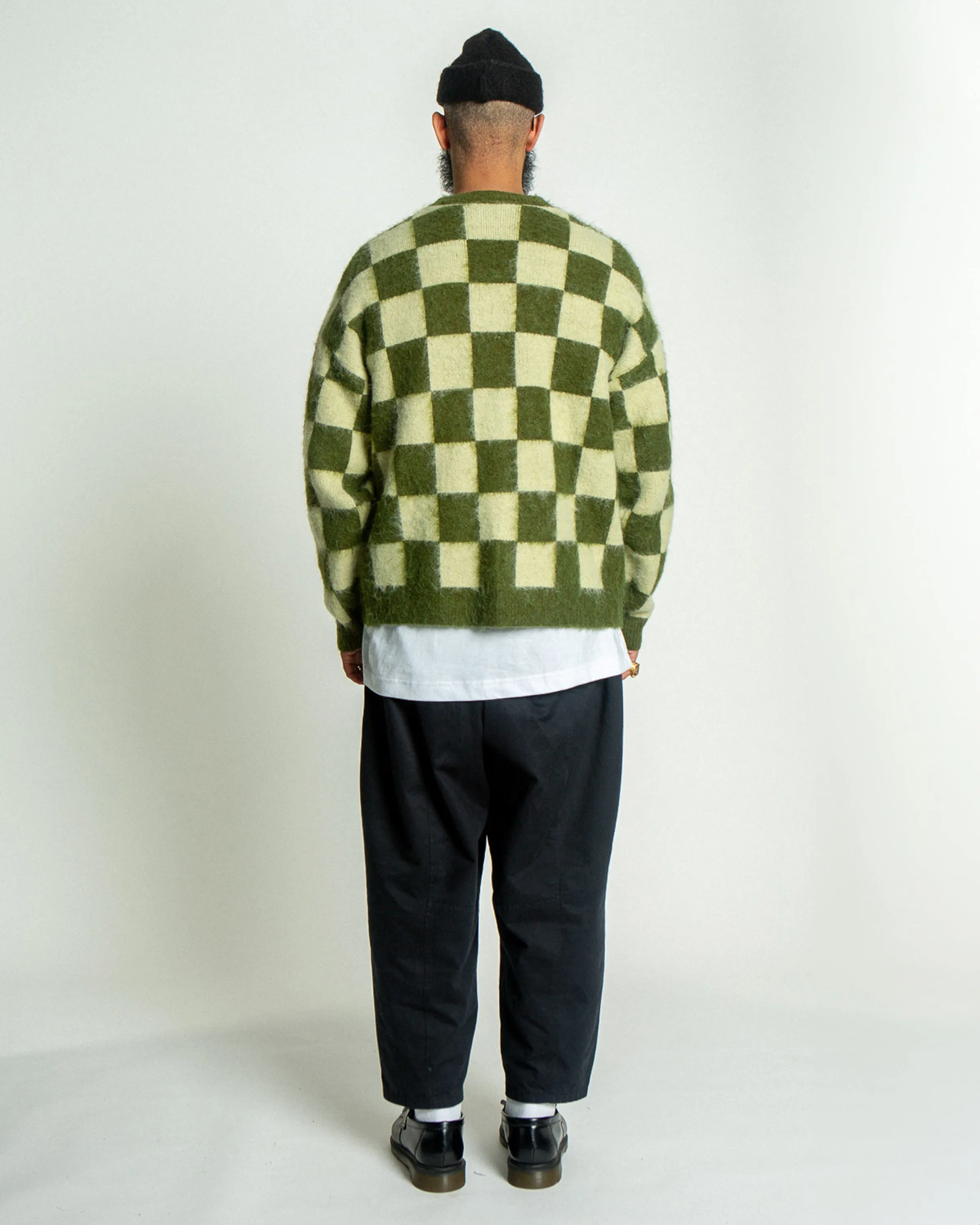 Checkers Mohair Cardigan - Green