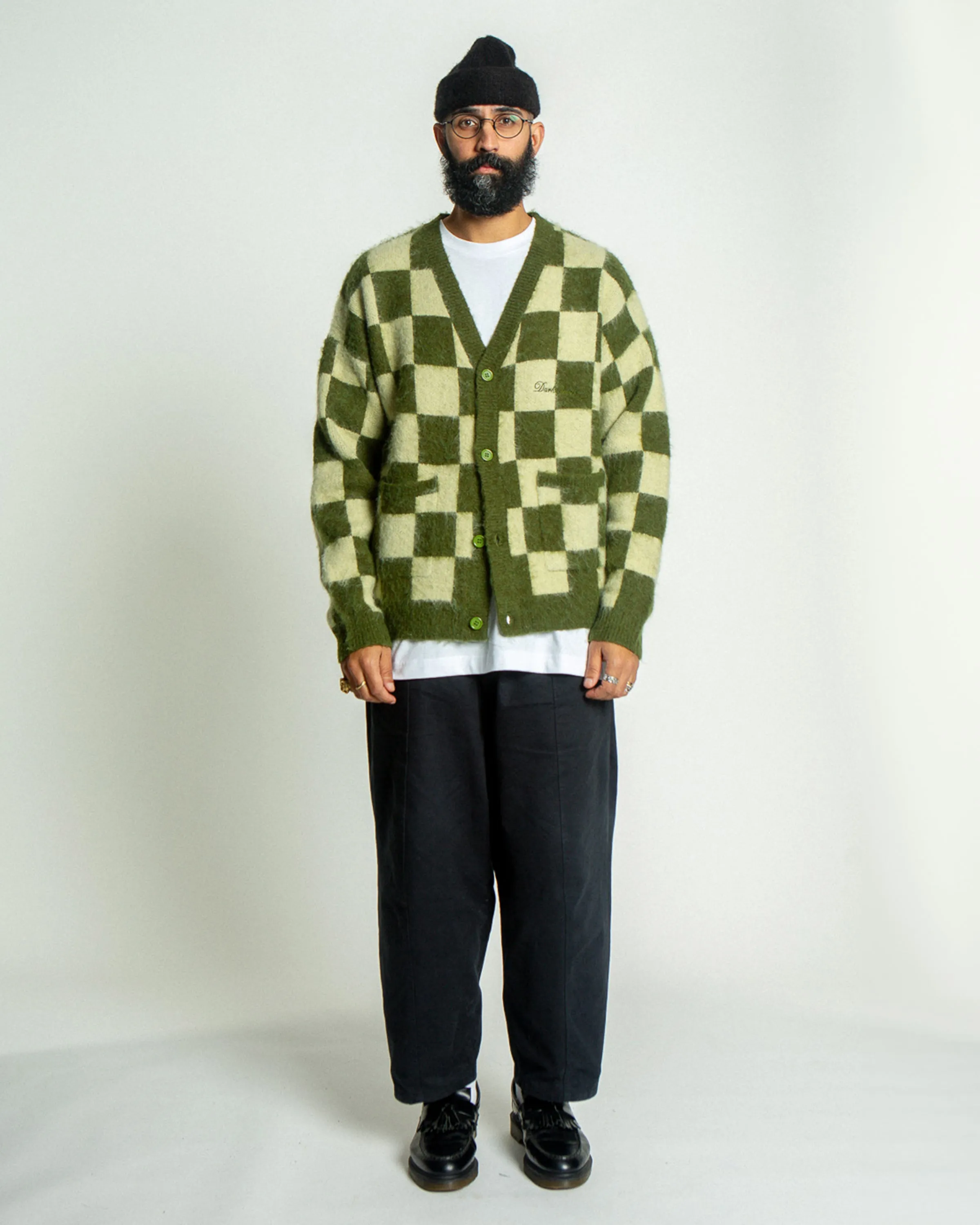 Checkers Mohair Cardigan - Green