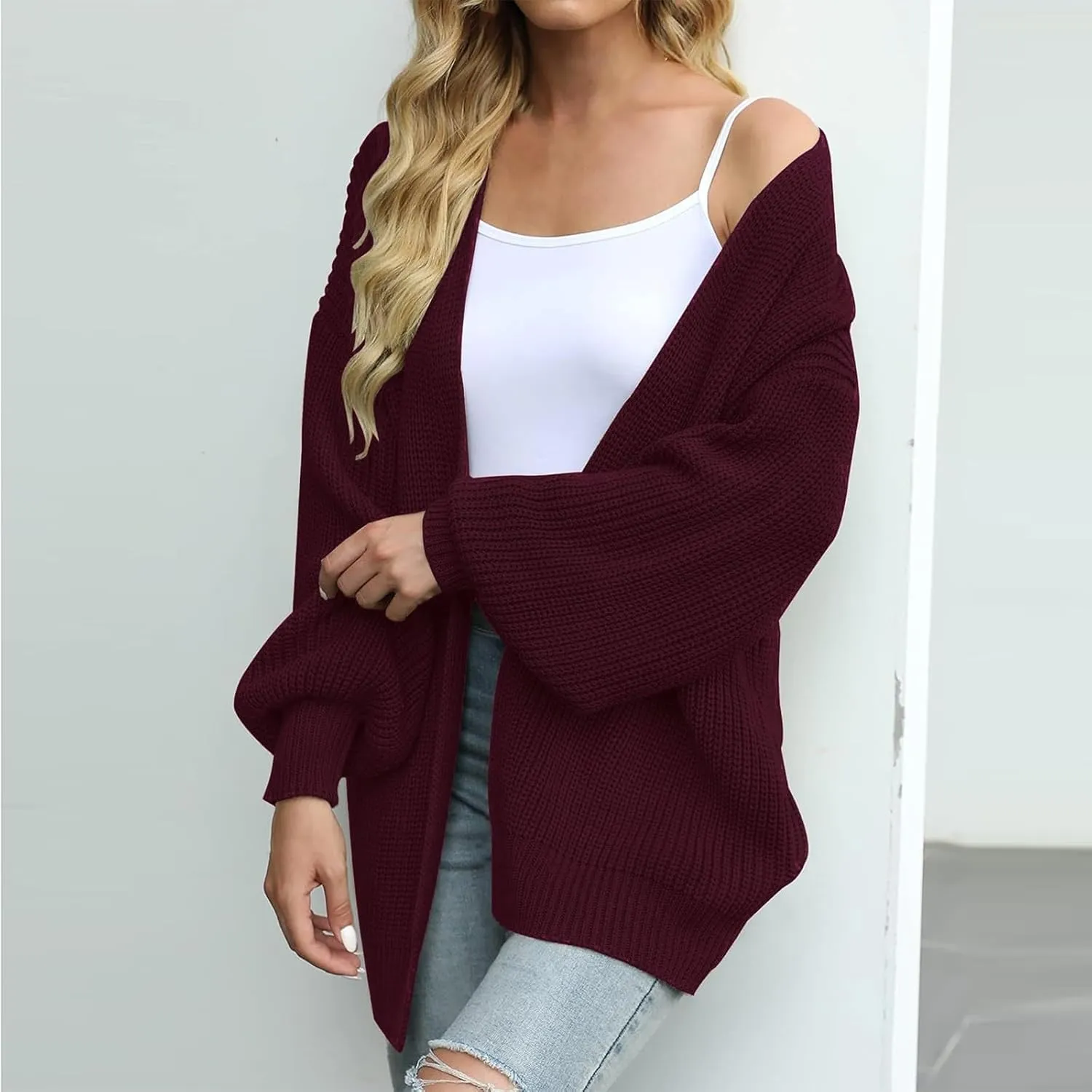 Chunky Cardigan Sweaters for Women Casual Comfy Open Front Long Cardigan Loose Fit Winter Warm Oversized Sweaters