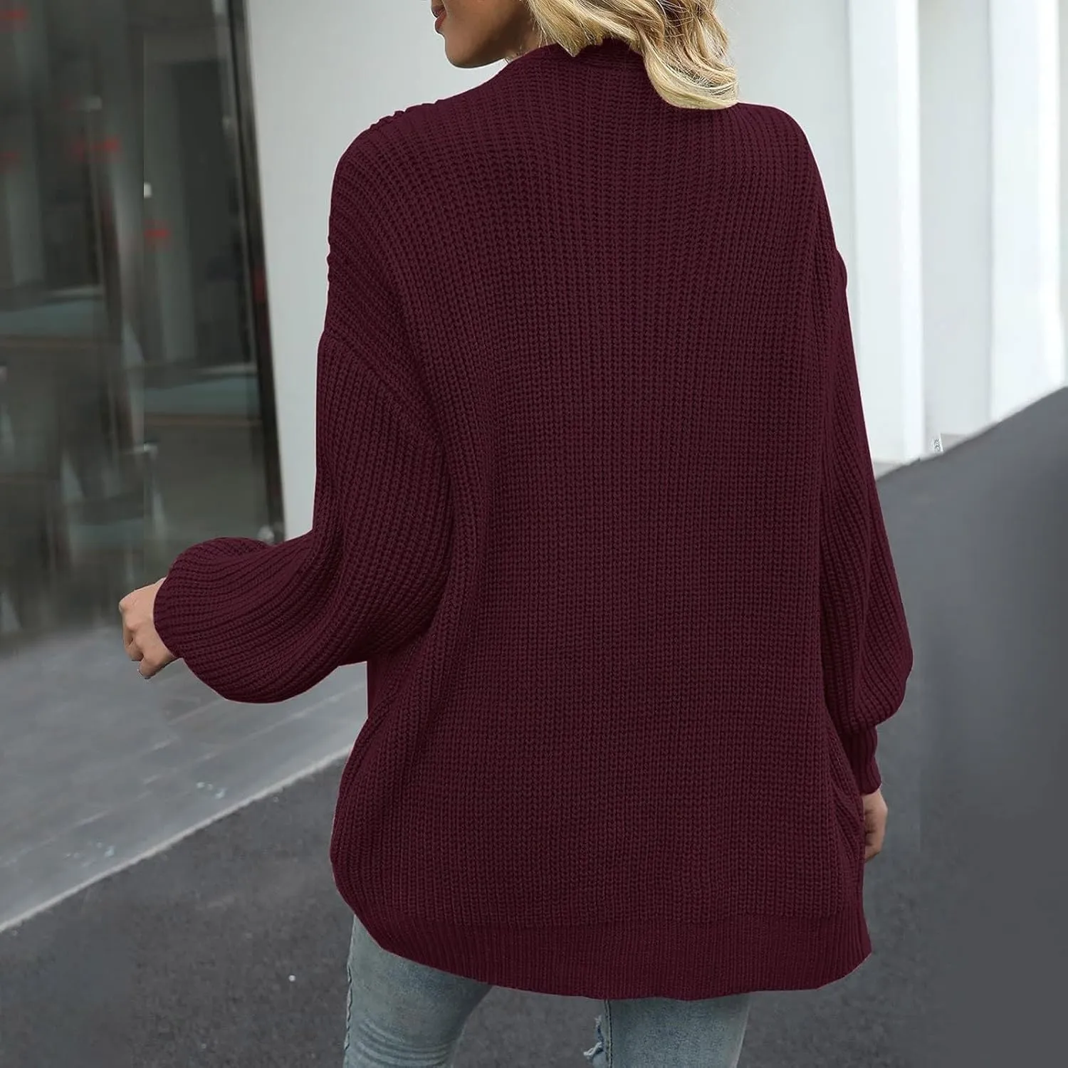 Chunky Cardigan Sweaters for Women Casual Comfy Open Front Long Cardigan Loose Fit Winter Warm Oversized Sweaters