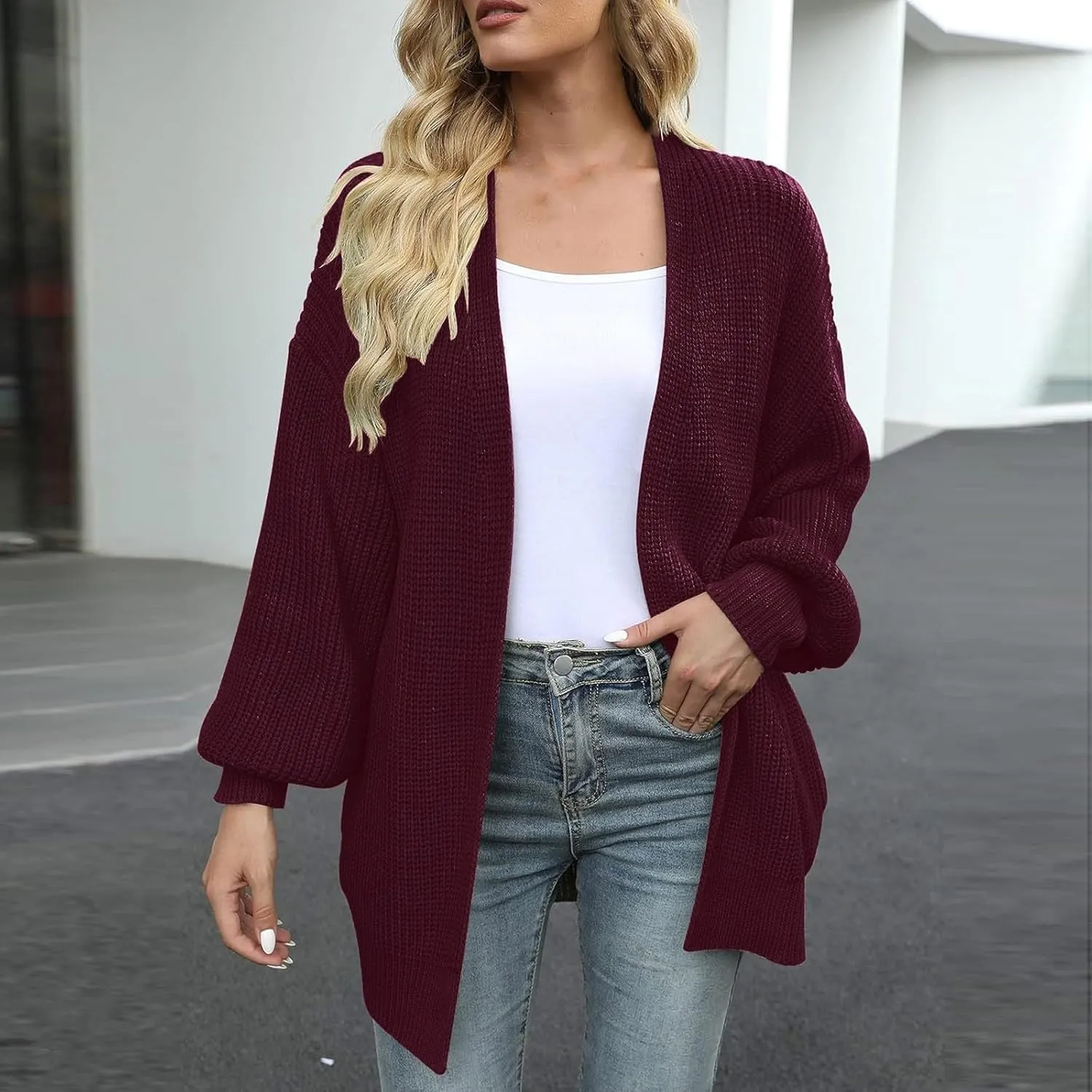Chunky Cardigan Sweaters for Women Casual Comfy Open Front Long Cardigan Loose Fit Winter Warm Oversized Sweaters