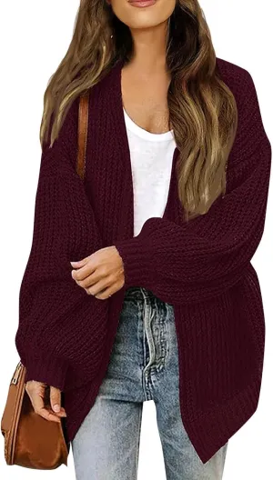 Chunky Cardigan Sweaters for Women Casual Comfy Open Front Long Cardigan Loose Fit Winter Warm Oversized Sweaters