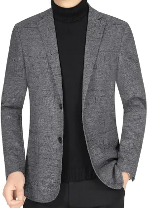 Classic Gray Men's Casual Blazers Elegant Two Button Business Sport Coats Versatile Formal Suit Jackets