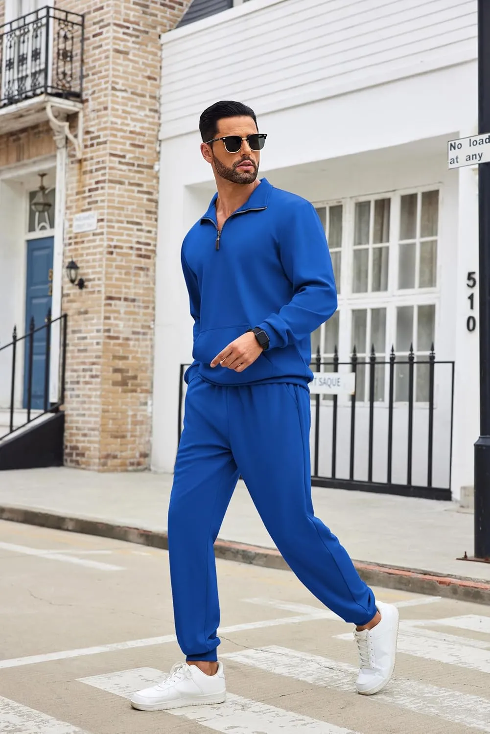 COOFANDY Men's Tracksuit 2 Piece Quarter Zip Sweatsuit Sets Casual Athletic Running Jogging Suits