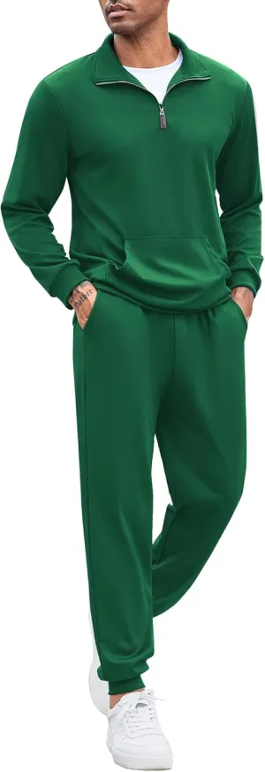 COOFANDY Men's Tracksuit 2 Piece Quarter Zip Sweatsuit Sets Casual Athletic Running Jogging Suits