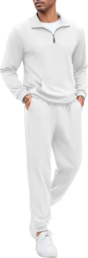 COOFANDY Men's Tracksuit 2 Piece Quarter Zip Sweatsuit Sets Casual Athletic Running Jogging Suits