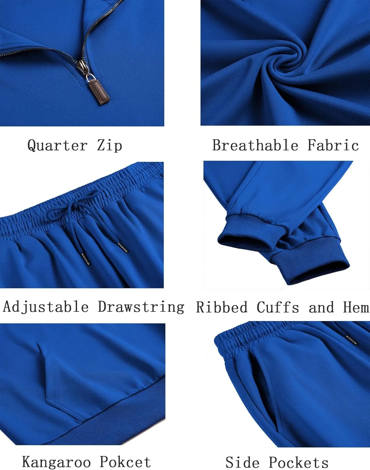 COOFANDY Men's Tracksuit 2 Piece Quarter Zip Sweatsuit Sets Casual Athletic Running Jogging Suits