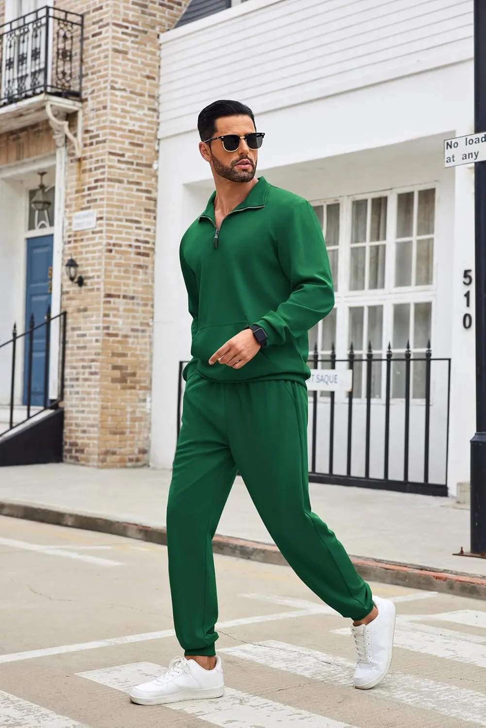 COOFANDY Men's Tracksuit 2 Piece Quarter Zip Sweatsuit Sets Casual Athletic Running Jogging Suits