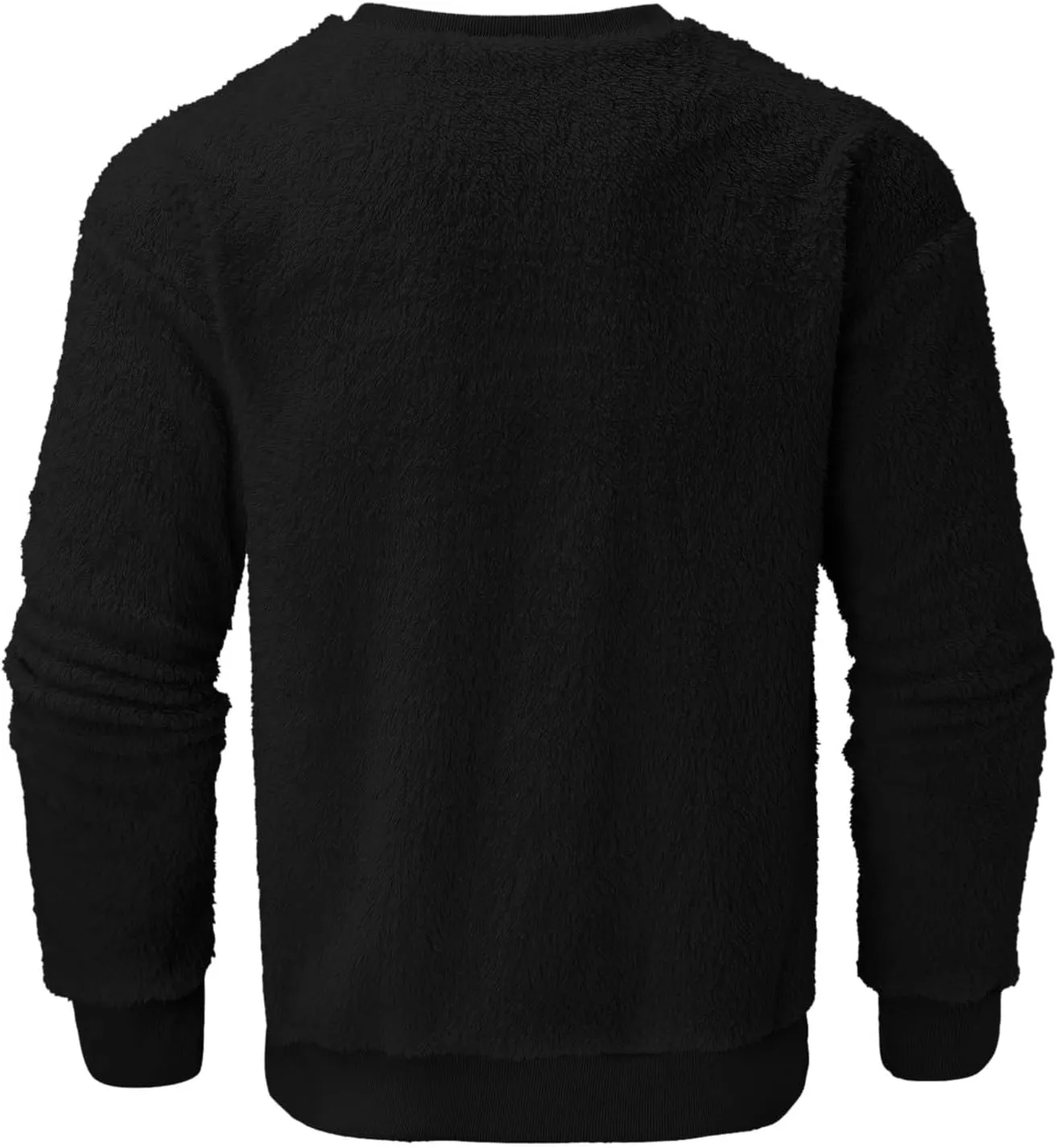 Crewneck Sweatshirt for Men Oversized Solid Color Sherpa Lined Fleece Shirts Long Sleeve Pullover Tops Trendy Clothes