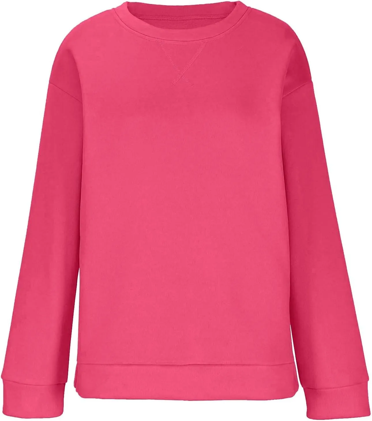 Crewneck Sweatshirts for Women Trendy 2024 Solid Color Pullover Tops Long Sleeve Sweatshirt Tunic Fall Winter Clothes