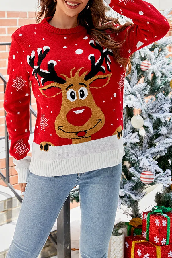 Cute Xmas Elk Graphic Christmas Sweater