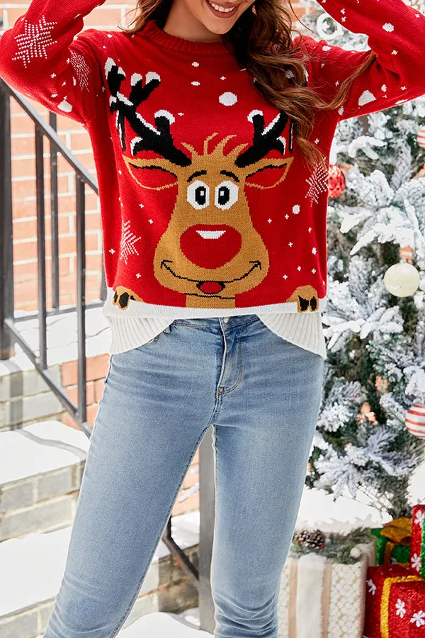 Cute Xmas Elk Graphic Christmas Sweater
