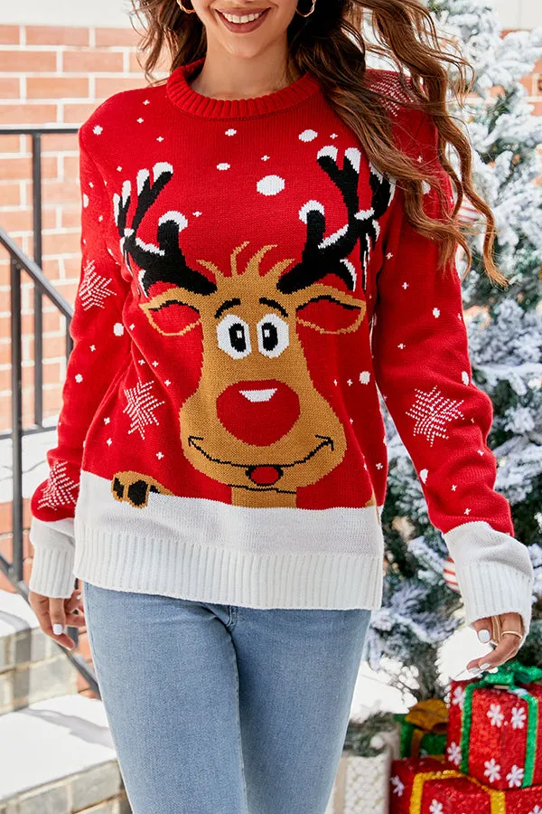 Cute Xmas Elk Graphic Christmas Sweater