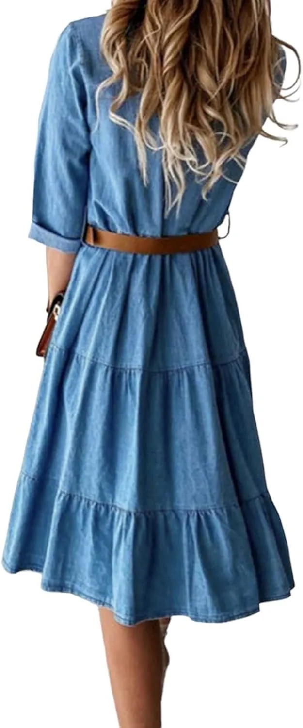 Denim Dresses for Women Sexy Summer 2024 Trendy Casual Dress V-Neck Zipped Button Down Sleeveless Frocks