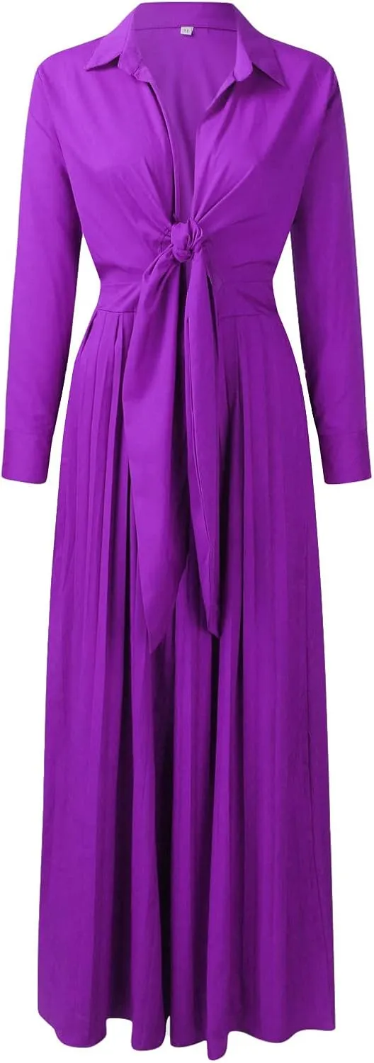 Elegant Jumpsuits for Women Formal Deep V-Neck Jumpsuit High Waisted Long Sleeve Lapel Collar Romper with Pockets